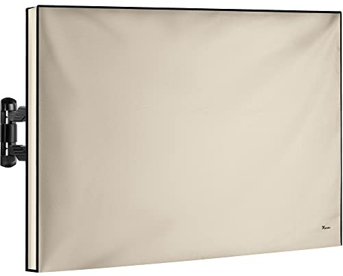 Garnetics Outdoor TV Cover 55 Inch Weatherproof TV Enclosures with Smart Shield Screen Protectors, Ideal for Outdoor Use, Moving, and Storage - Beige