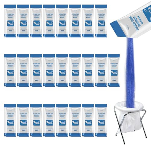 Poesie Liquid Waste Gel for Portable Toilet 25 Packets Porta Potty Degradable Absorbent Gel Poo Urine Powder for Outdoor Recreation Camping Toilet Emergency Toilet Treatment Chemicals