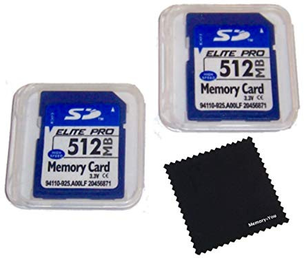 2 Pack 512mb Memory Cards Compatible with 512 MB SD Cards, 2 Pack Memory Cards and Cases w/Built to Last! Microfiber Cloth, Compatible with All SD Devices