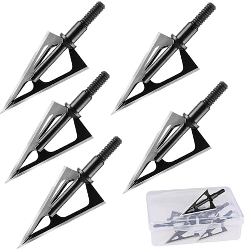 5 Pack Hunting Broadheads 100 Grain Fixed 3 Blades Archery Arrow Tips