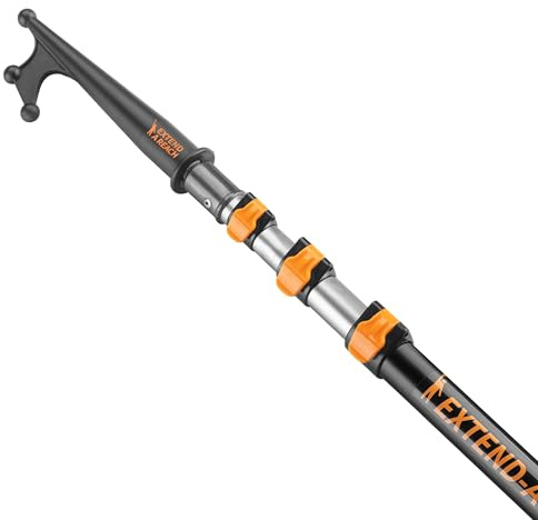 Telescoping Boat Hook Pole for Docking // 5-12 ft Extension Push Pole for Boating // Aluminium Dock Pole with Hook // Multi-Purpose Telescopic Pole: Non-Slip, Durable, Floating, Lightweight & Sturdy