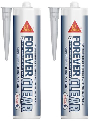 Everbuild Forever Anti-Mould, Superior Hygienic Silicone Sealant for Areas of High Humidity - Clear - 295ml (Pack of 2)
