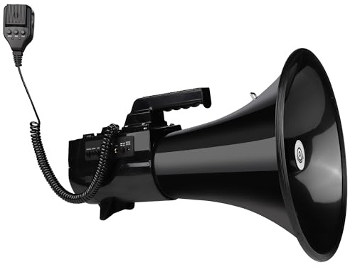 MyMealivos 75W 1000 Professional Yard Sound Range Heavy PA Bullhorn Megaphone Speaker, Adjustable Volume, Loud Hand Held Megaphone, Outdoor Activities, Coaching, Football, Baseball, Hockey(Black)
