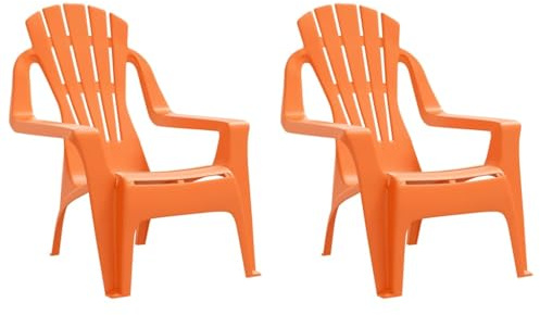 vidaXL Sillas de Jardín para Niños 2 uds, Sillones Infantiles, Tumbonas para Niños de 1 a 3 años, Asientos de Patio, Aspecto de Madera PP Naranja