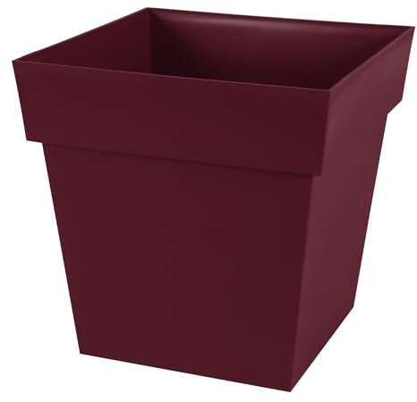 EDA - Pot de Fleur Carré Toscane 39 cm - Volume 38 L - 39 x 39 x H.39 cm - Rouge Bourgogne
