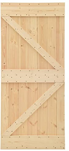 Porte Coulissante en Bois, Porte Suspendue Porte d'intérieur pour Chambre à Coucher Cuisine Porte 100x210 cm Bois de pin massif