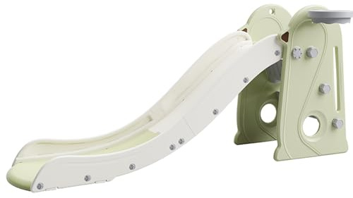 Tobogán plegable para niños pequeños con cesta de pelota y pelota de juego, para interior y exterior, color verde