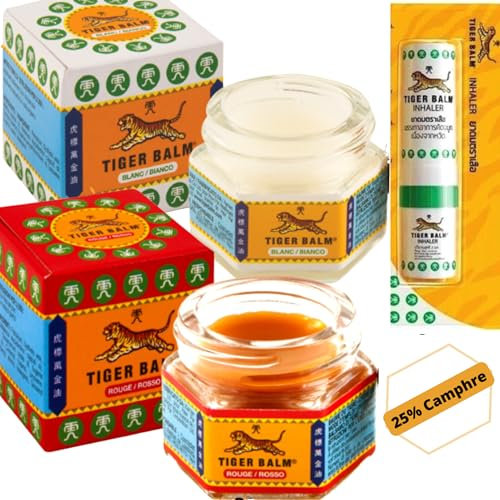 Le veritable Baume Rouge et Blanc lot de 03 produits authentiques extrat fort et efficace, effet chaut et froid pour avant et apres le sport (19,4 gr)