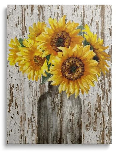 Nature Pictures for Walls Framed Decor - Sunflower Canvas Wall Art Floral Vintage Posters 0311