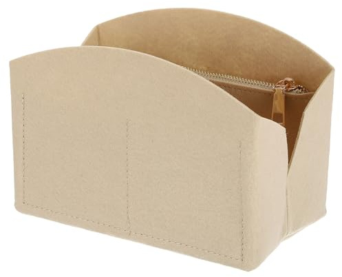 QUARKZMAN väskorganisatör-insats, bärbara filtorganisatör-väskor med metalldragkedja, flera fack, fickfoder för välvda Satchel (20 cm x 10 cm x 14 cm, beige), Beige