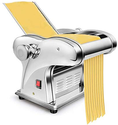 XCSCUK Máquina para Hacer Fideos con Pasta eléctrica Completamente automática, Fabricante Comercial de 135 W, Espesor Ajustable de 0,3-4 mm (4 Knives)