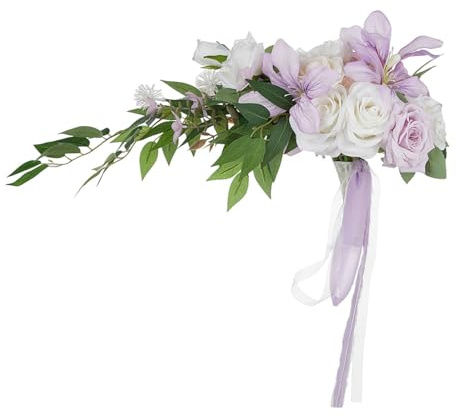 Perfeclan Wedding Bouquet Flower Arrangement Photo Props Elegant Hand Flower Bridesmaid Bouquet for Engagement Anniversary Ceremony