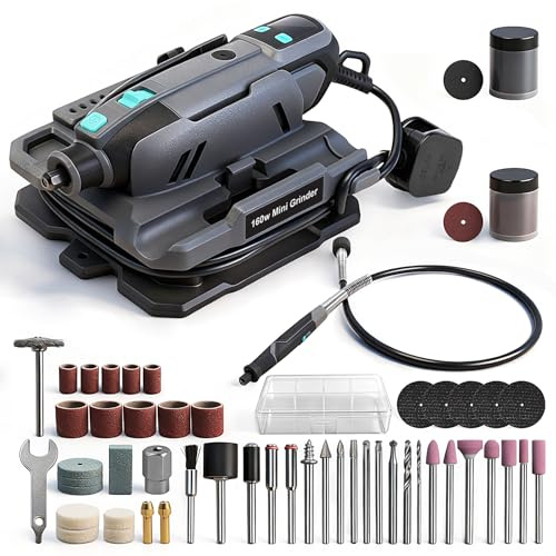 BlueMars Rotary Tool Station, 160W Engraving Tool with LCD Display, Flexible Driver, Variable Speed, Multi-Function Tool for Grinding, Polishing, Cutting, Sanding, 1.8m Cable, 123pcs Accessories Kit