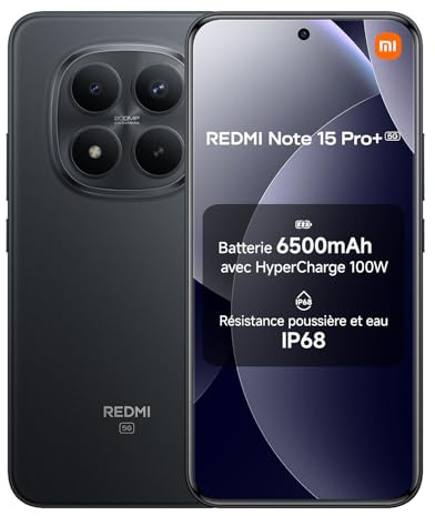 XIAOMI Redmi Note 15 Pro+ 5G, Smartphone 12+512 GB, Massive 6500mAh Battery, IP66/IP68, New 200MP Camera, 6.83 AMOLED Display, Black, Warranty 2 years, Charger Not Included