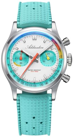 ADDIESDIVE Chronograph Watches for Men Owl Dial Fluororubber Strap K1 Bubble Glass Luminous 100 M Waterproof Analog Outdoor Sports Tachymeter Watch