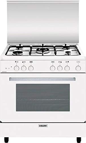 Cucina a Gas 5 Fuochi con Forno a Gas 80x50 colore Bianco