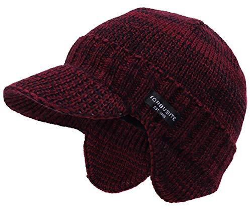 VECRY Kids Slouchy Beanie Winter Hat Cute Boys Girls Children Knitted Skull Cap (Visor-Claret)