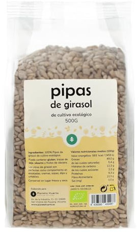 PLANETA HUERTO | Pipas Peladas de Girasol ECO - Semillas de Girasol Nutritivas y Ecológicas - 500 g de Snack Saludable con Alto Contenido en Vitamina E y Minerales