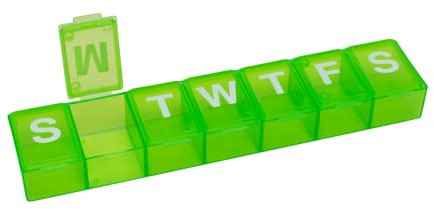 Ezy Dose Weekly (7-Day) Pill Organizer, X-Large Medicine Planner, Green