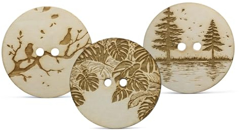 Summer-Ray.com 30 botones de madera grabados de 60 mm para coser y manualidades