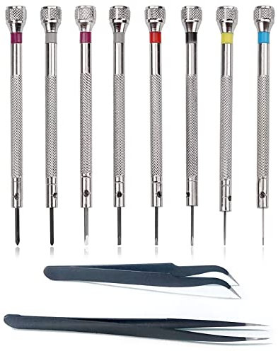 10 Stück Präzisions Schraubendreher Set, Brillen Reparatur Schraubendreher Set, Uhren Reparatur Schraubendreher 0,6/0,8/1,0/1,2/1,4/1,6 mm, Mikro Schraubendreher für Uhren Brillen Schmuck