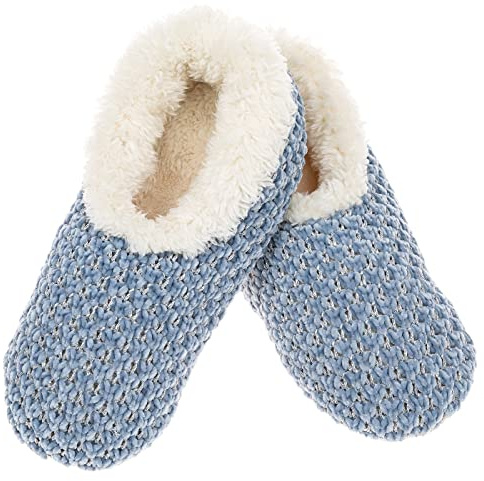 Snoozies! Rich and fabulous Super Soft Womens Slippers with Non-Slip Sole - Ladies sizes from 3-7 (Blue, small)