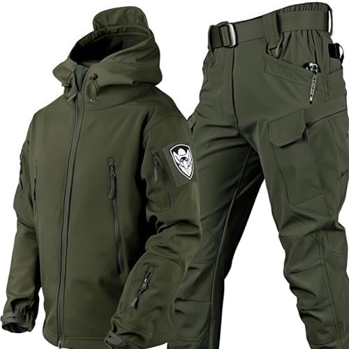 Taktisk Jacka Och Byxa FöR MäN, MilitäRa Softshell DräKter, Soft Shell Jacka, MilitäR VattentäT Armé StridsdräKt Set, JaktkläDer, VattentäT, LäTtvikt, Utomhus