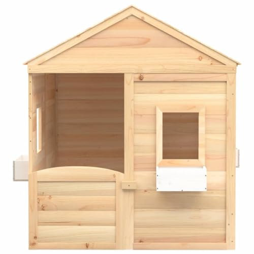 vidaXL Casa de Juegos con Puerta con Cierre y macetas Madera Abeto