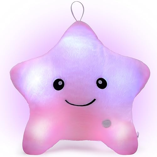NYOBABE Sensory Toys for Autism,Light Up Star Teddy Sensory Lights,Kids Sleep Aid Adhd Autism Special Needs Developmental Toys,Birthday Xmas Gifts for Toddler Boys Girls Age 3 4 5 6 7 8 9 Pink