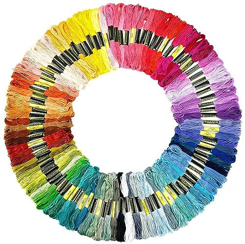 100 Farben Stickgarn Set, 5 Meter Stickgarn Embroidery Floss Multifarben Weicher,Stickerei Basteln Leisure Arts Kreuzstich Embroidery Threads Nähgarne Häkeln für Freundschaftsbänder, Stickerei