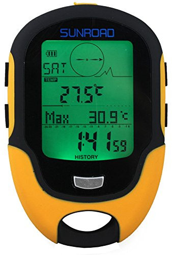 Karlak Digital Altimeter, FR500 Multifunction LCD Digital Altimeter Barometer Compass Thermometer Hygrometer Weather Forecast LED Torch