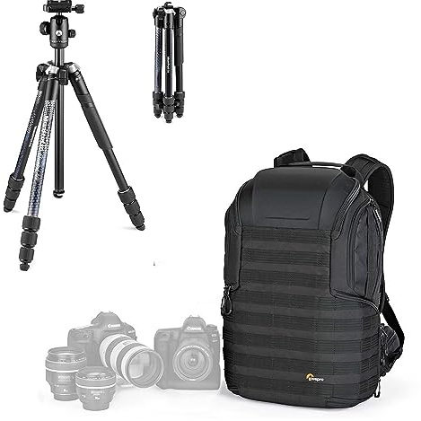Lowepro Element MII Camera Treppiedi da Viaggio, Alluminio,Testa a Sfera per Camere Compatte, CSC, DSLR e Lowepro ProTatic 450AW II per Camere Professionali, Droni, Creatori di Contenuti e Vlogging