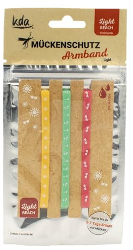 kda Mückenschutzarmbänder Light für Erwachsene im 3er Set - Sicherer Mückenschutz Outdoor Urlaub Camping Zelten Anti Mosquito Strand DEET-frei - Ocean & Beach Design - Silikon (Beach)