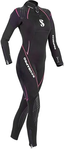 SCUBAPRO Definition Steamer Scuba Diving Wetsuit, 3mm Women Back Zip Neoprene, L Short, Black/Pink