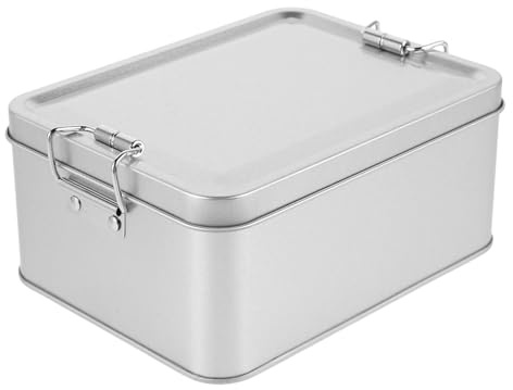 MAGICLULU Vintage Tinplate Storage Box with Lid 5.70X4.33X2.55 Inch Metal Cookie Tin for Candy Tea and Snacks Organization Small Hinged Tin Container for Home Kitchen and Wedding