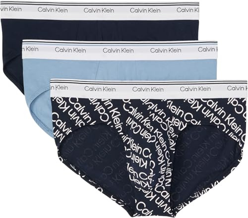 Calvin Klein Hip Brief 3Pk 53V - Harbor Mist Black Chilly Blue Large
