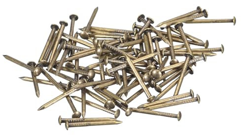 QUARKZMAN 80pcs Pequeños Clavos Dorados, 15x1.2mm(L*D) Clavos Dorados de Cabeza Redonda de Latón Clavos de Hardware para Madera Muebles Manualidades Bricolaje Marco de Fotos, Tono de Bronce