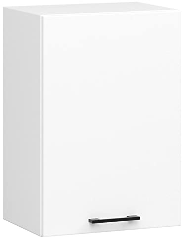 AKORD | Armario de Pared de Cocina Oliwia W50 | 2 Estantes y 1 Puerta | Modular | Mueble Base | Aglomerado Laminado | Blanco