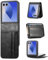 ZCDAYE Handy Hülle für Samsung Galaxy Z Flip 7 mit Kartenfach, Leder Stabile Handyhülle Frauen Herren Handytasche Klapphülle Brieftasche Schutzhülle Phone Case für Samsung Galaxy Z Flip 7, Schwarz