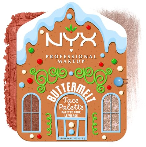 NYX Professional Makeup Buttermelt Face Palette Giftset, Blush & Highlighter Duo, up to 12 HR wear, Blendable, Deep, 1 count