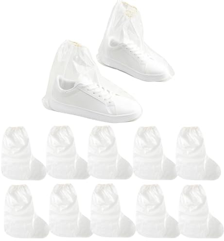 WonHey Waterproof Shoe Covers, 15 Pairs Disposable Plastic Overshoes, Transparent Rain Shoe Covers for Outdoor Activities, House Cleaning, Travel (Transparent)