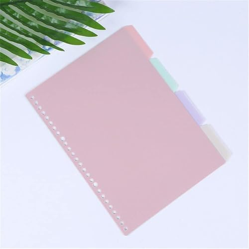 4 divisores de carpeta multicolor rosa, etiquetas de página de índice, separadores de plástico para suministros de oficina escolar (A5)