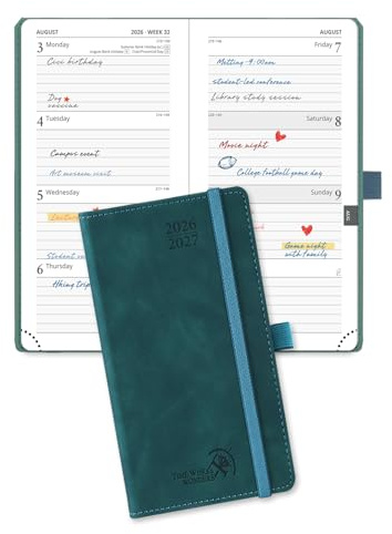 POPRUN 2026-2027 Academic Pocket Diary Week to View Slim (8.8x16.3)