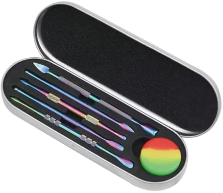 MmotZsb 5 Stück Modellierwerkzeug Set, Professionelles Edelstahl Töpferwerkzeug, Clay Tools Mit Eisenbox Und 3ml Silikonbehälter, Ideal Für Ton, Wachs Und Keramik，(Farbenfroh)