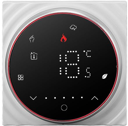 Cryfokt Smart Termostat för Pannvärmesystem Programmerbar LED-display Tunn Panel Enkel Installation för Smarta Hem (Svart)
