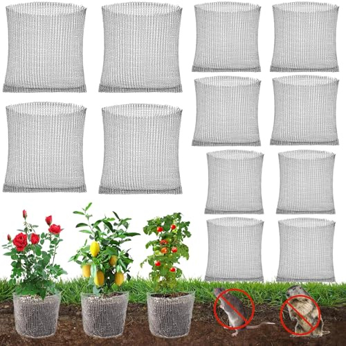 FxlStelrion 12 Panier Anti Campagnol, Corbeilles à Souris en Acier Inoxydable, Sacs en Maille Métallique, Filet de Protection des Racines des Plantes pour Légumes Arbre Fruitier Fleurs Plantes