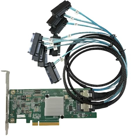 YiBaoTong 9207-8I SAS2308 PCI Express 3.0 PCIe X8 IT Mode+2*8087-8482 Cable | With SAS2308 Chip 6Gbps SAS SATA HBA FW:P20 LSI 9207-8i ZFS FreeNAS unRAID Controller Card