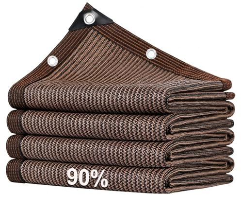 UV-resistent trädgårdsskugga, kraftig solskyddsprydnad med öljetter för pergola/växthus/balkong/turtyard, rivbeständigt brunt tyg (9,0 x 11,0 m)