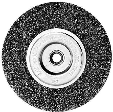 OSFTBVT 6in Wire Wheel Brush for Bench Grinder, Coarse Crimped Steel Wire 0.012 with 1/2 & 5/8 Arbor for Rust Removal - 1pack