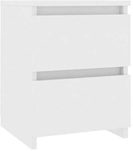 vidaXL Comodino 30x30x40 cm, Legno ingegnerizzato, Bianco, 2 cassetti scorrevoli, Mobiletto da letto, Supporto telefono, Piccolo tavolino camera, Unità contenitore compatta